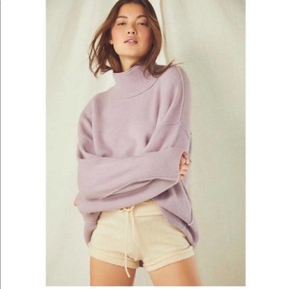 FREE PEOPLE Afterglow Mock Neck Sweater lilac